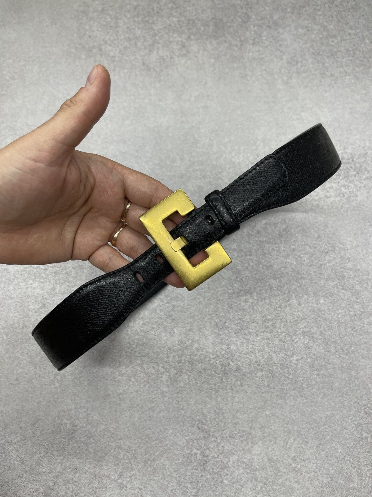 Escada Escada Elements Golden Bucket Leather Belt Black Size ONE SIZE - 2 Thumbnail