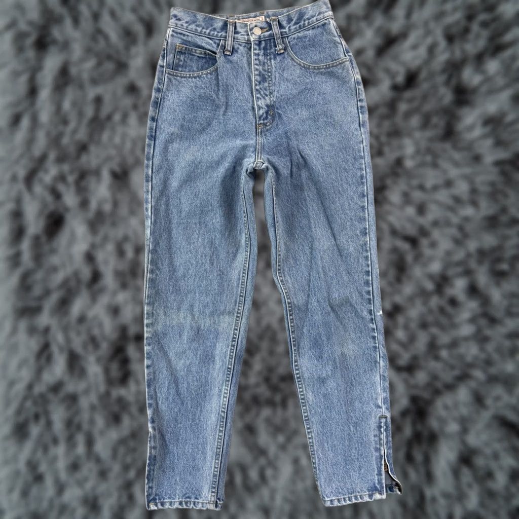 Guess VINTAGE Guess Jeans Womens 27 Blue Tapered Bootcut 80s High Rise Mom Denim Zip Shirt Size 27" / US 4 / IT 40 - 1 Thumbnail