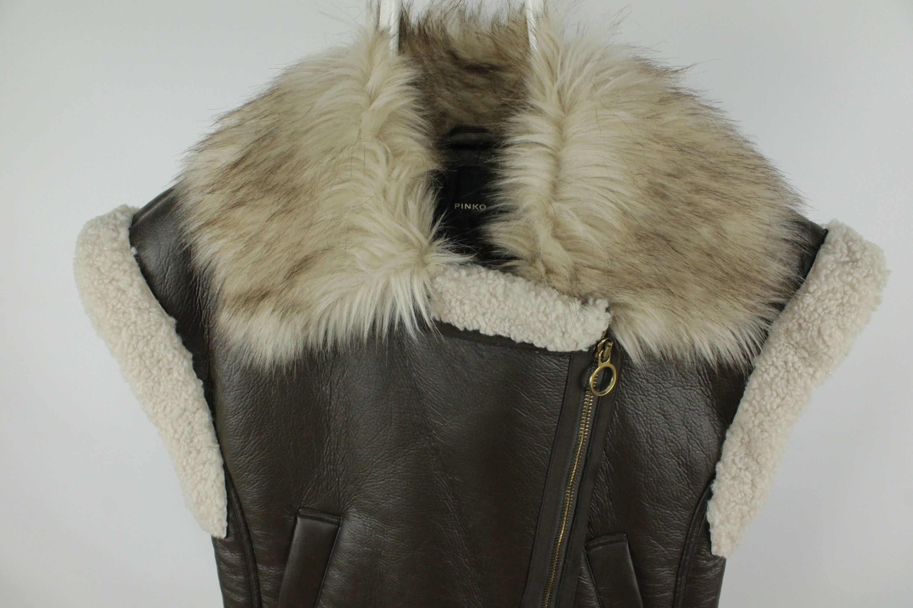Pinko Pinko Gema Faux Sheepskin Aviator Waistcoat Gilet Size S / US 4 / IT 40 - 6 Thumbnail