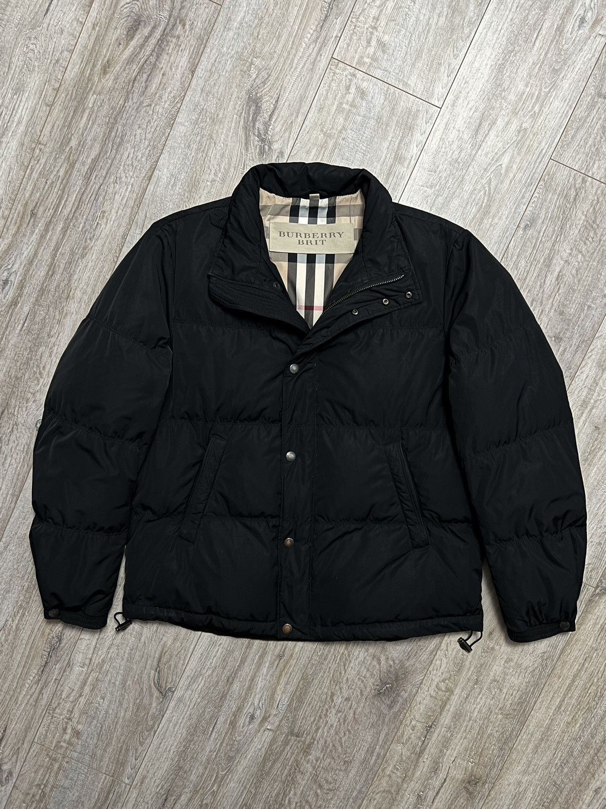 image of Burberry Brit Down Jacket Puffer Black Nova Check, Men's (Size XL)