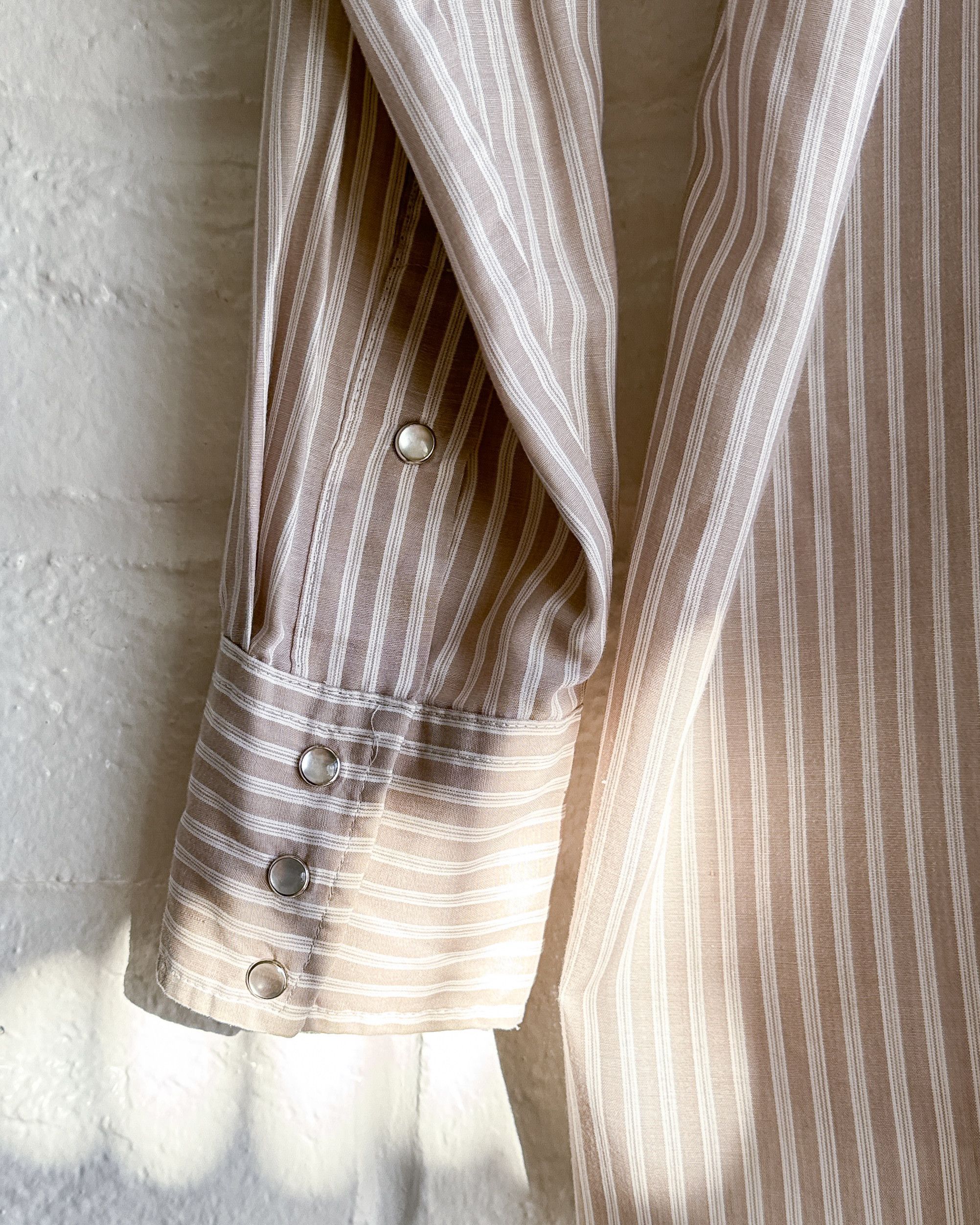 Vintage Vintage 90s Karman Striped Western Shirt Beige Snap Buttons Size US M / EU 48-50 / 2 - 8 Thumbnail