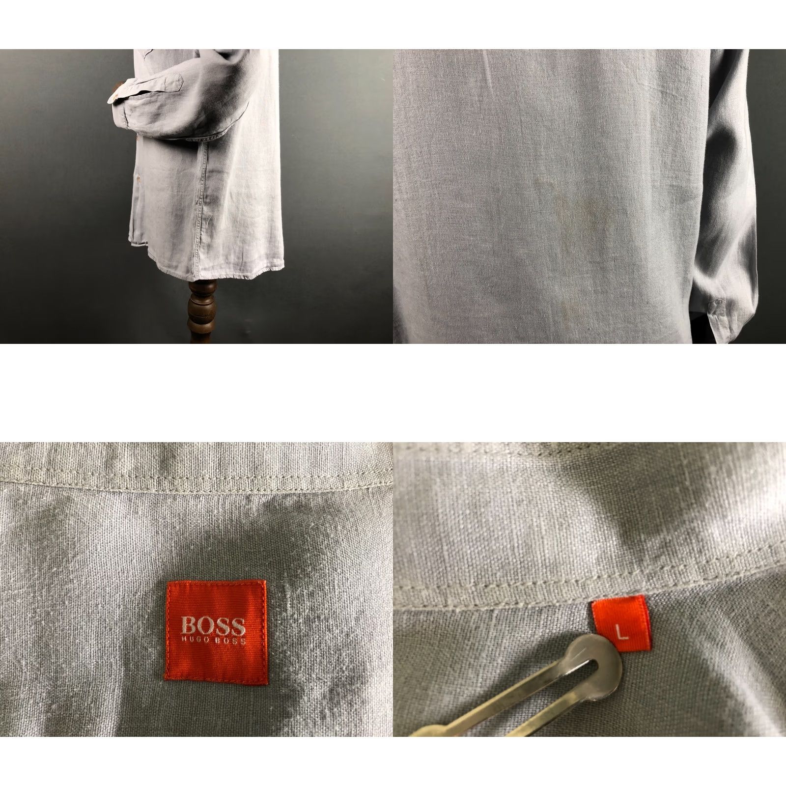 Hugo Boss HUGO BOSS Shirt Mens L Gray Men Size Linen Blend Long Sleeve Size US L / EU 52-54 / 3 - 8 Thumbnail