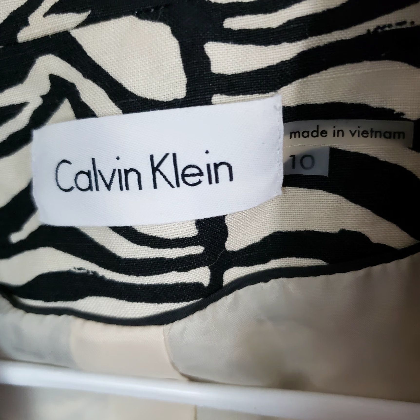 Calvin Klein Calvin Klein Blazer Womens Sz 10 Black Beige Animal Print Linen Blend 2 Button Size L / US 10 / IT 46 - 5 Thumbnail
