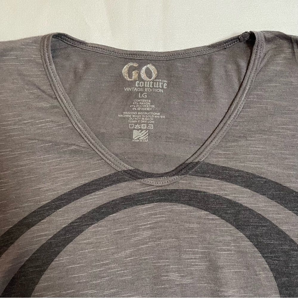 Other Go Couture Asymmetrical Hem Grey Short Sleeve V-Neck Tee Si Size L / US 10 / IT 46 - 9 Thumbnail