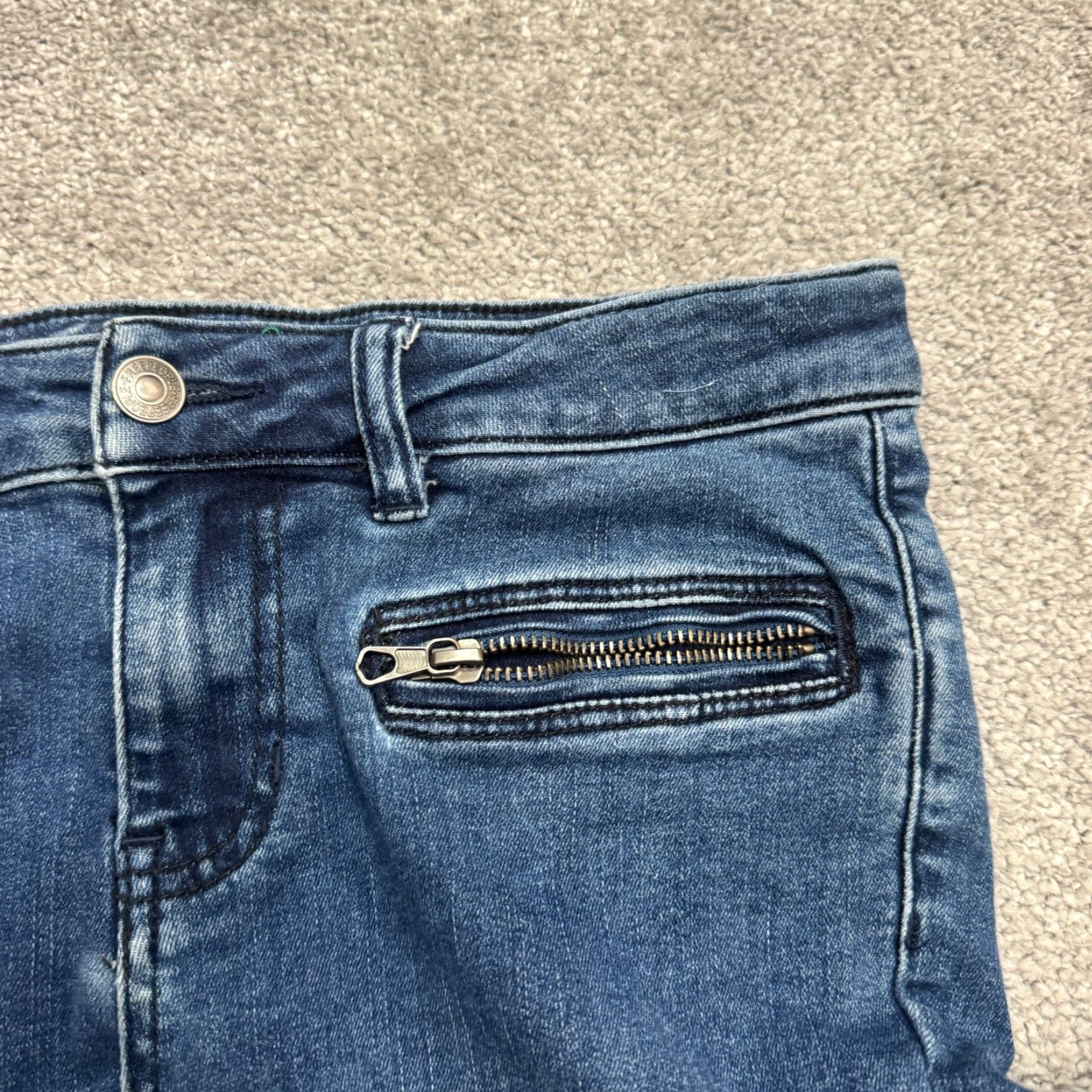 Free People Free People We The Free Moto Biker Skinny Denim Jeans Womens 29 Blue Ankle Zip Shirt? Size 29" - 4 Thumbnail