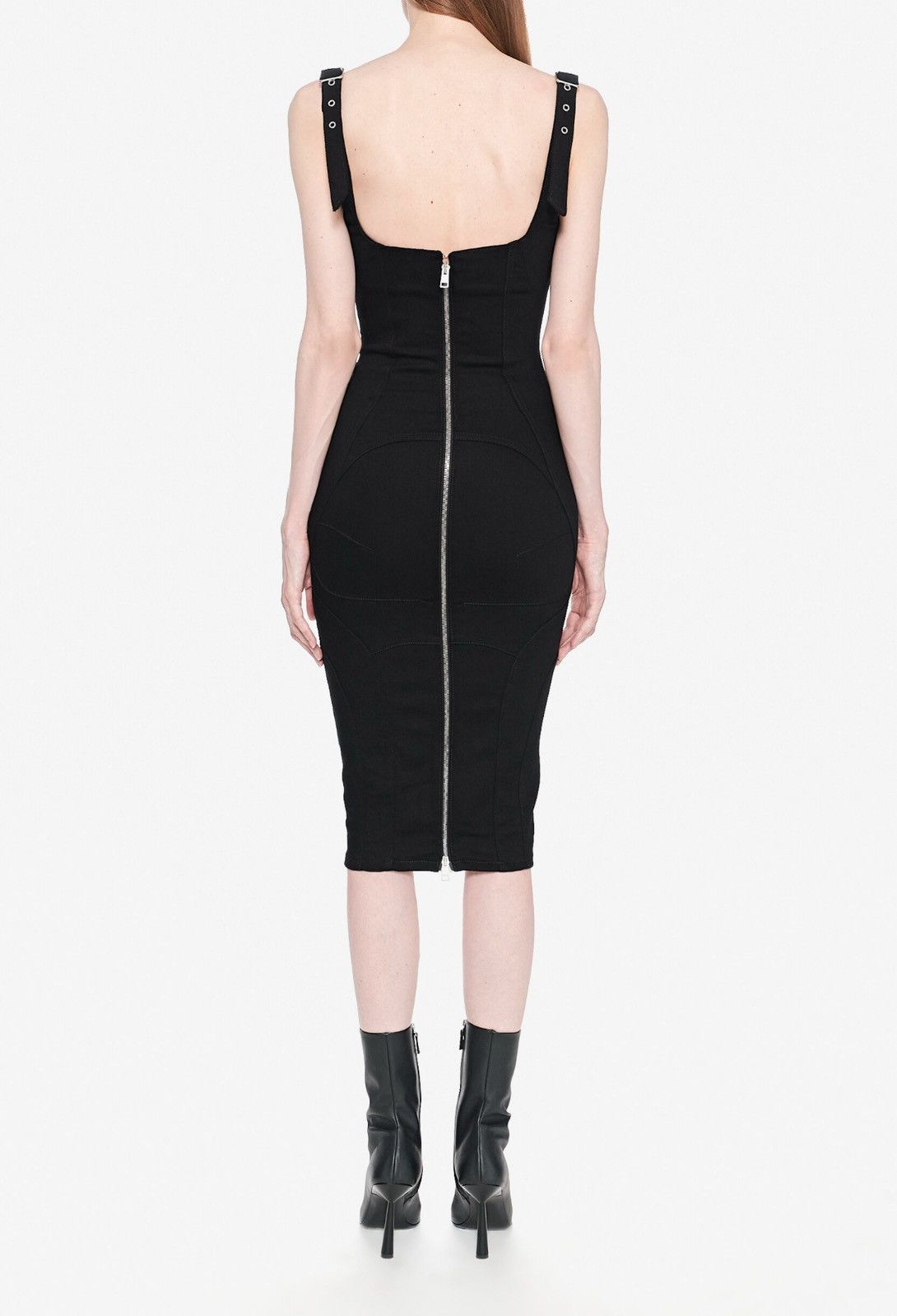 Mugler Last Size Mugler Panelled Denim Mix Media Mididress Size S / US 4 / IT 40 - 2 Thumbnail