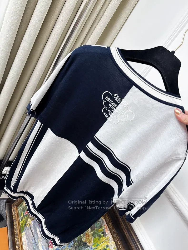 Hermes Hermes Dark blue and white rope pattern knit short-sleeve Size XS / US 0-2 / IT 36-38 - 3 Thumbnail