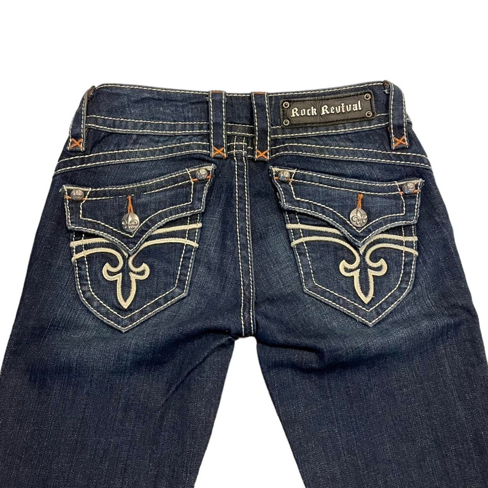 Rock Revival VTG Y2K Rock Revival bootcut jeans FLEUR DE LIS pockets 26 Size 26" / US 2 / IT 38 - 4 Thumbnail