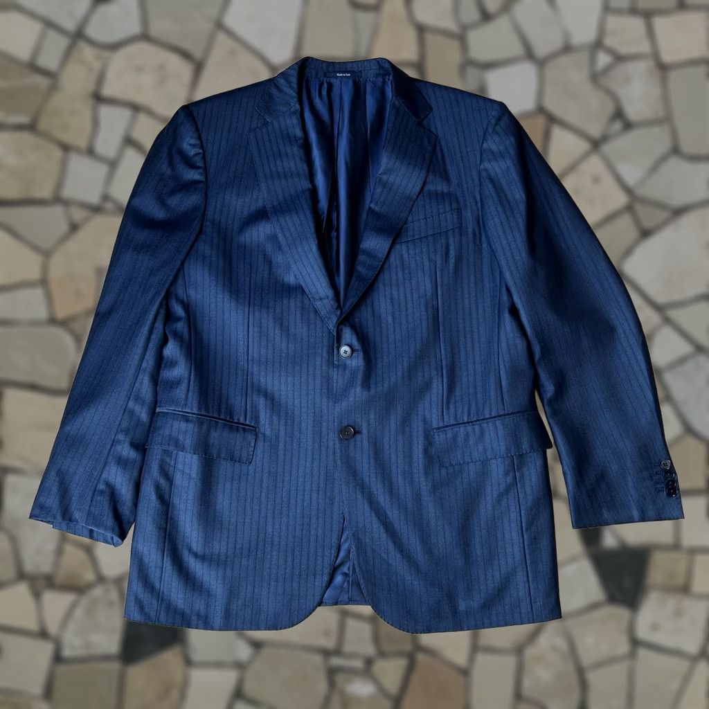 Ermenegildo Zegna Ermenegildo Zegna Coat Mens 54R Blue Trofeo Striped Sports Blazer Men Size 54R - 1 Thumbnail