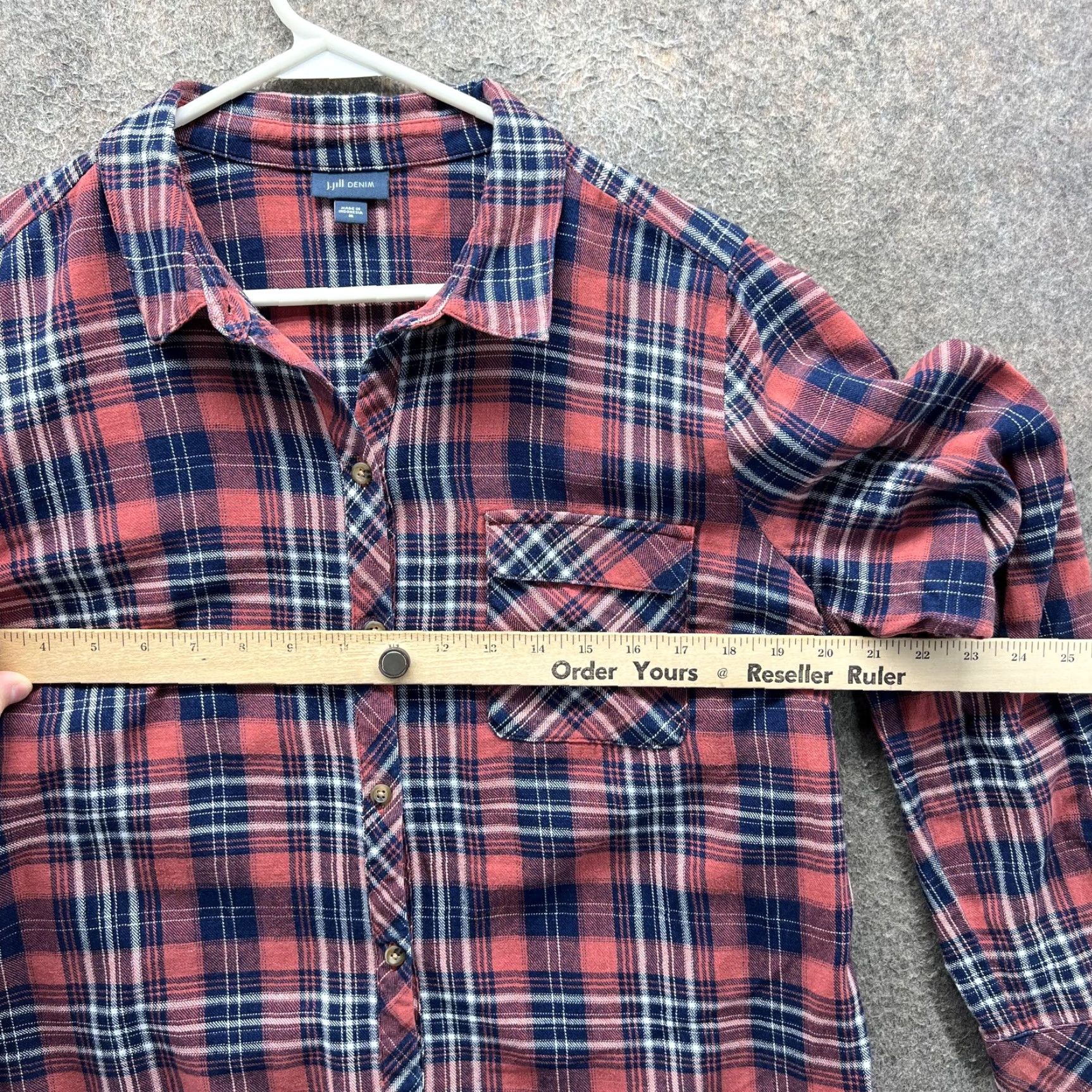 J. Jill J. Jill Shirt Womens Medium Red Plaid Button-Up Tunic Flannel Long Sleeve Red/Blue White Plaid Shirt Womens Medium Mens Women’s Tunic Size M / US 6-8 / IT 42-44 - 4 Thumbnail