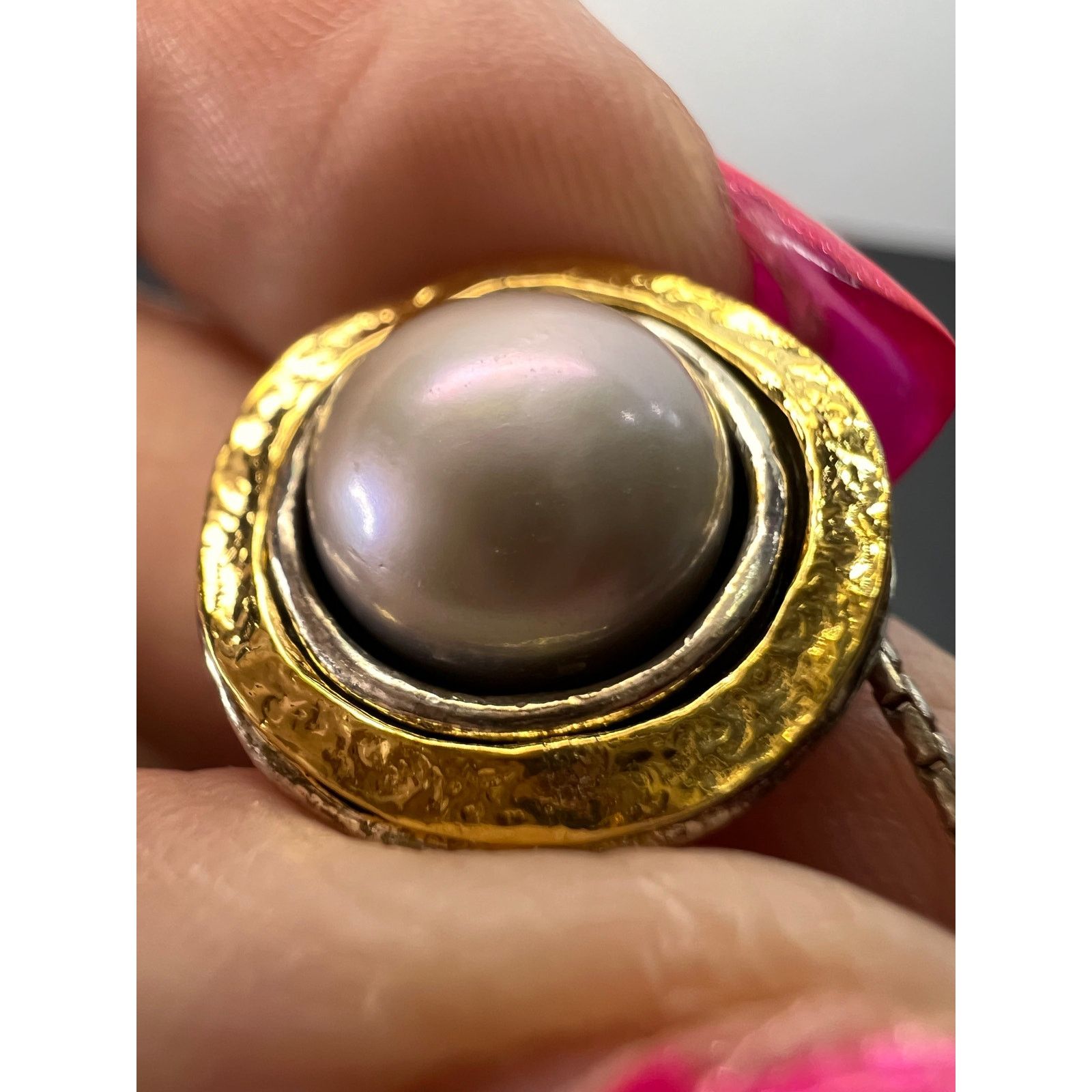 Other Silver Pearl With Gold Over 925 sterling silver Necklace Size ONE SIZE - 9 Thumbnail