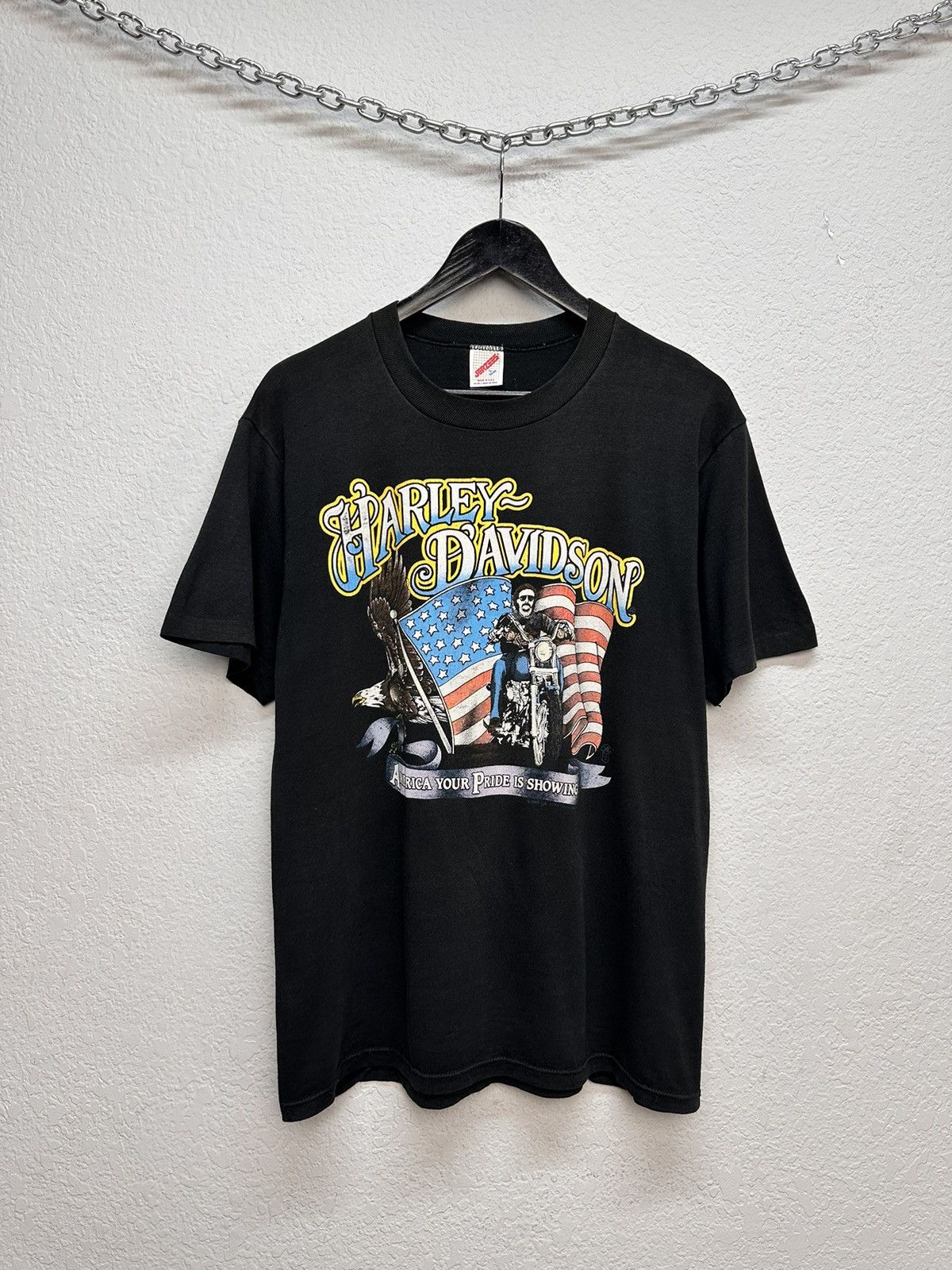 Jerzees Vintage Rare 80s Harley Davidson vintage graphic tee USA Size US L / EU 52-54 / 3 - 1 Thumbnail