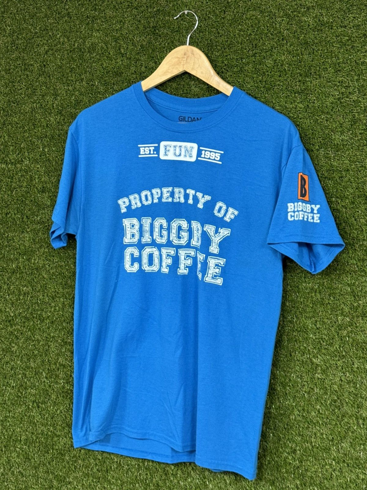 Gildan Vintage Biggby Coffee Blue Gildan Logo Cafe Tee Medium Size US M / EU 48-50 / 2 - 1 Thumbnail