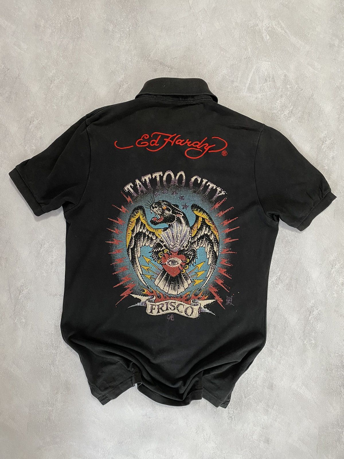 Christian Audigier 🤖 Vintage Shirt Polo Ed Hardy Distressed Style Size US XXL / EU 58 / 5 - 1 Thumbnail