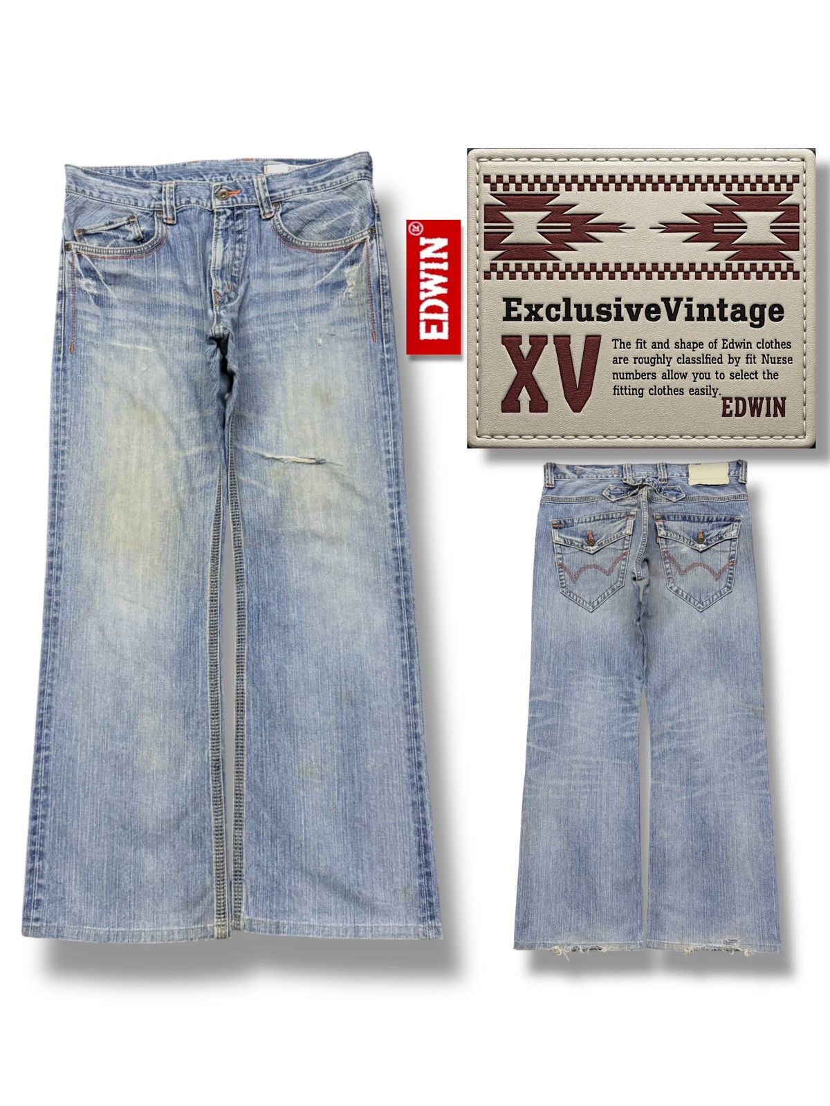 Edwin Vintage Edwin 401 XVS Y2K Buckle Back Vintage Wash Denim W36 Size US 36 / EU 52 - 1 Thumbnail