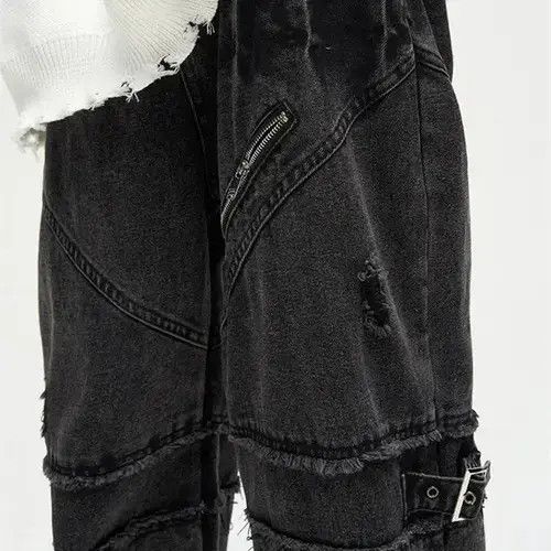 Jean Black Gothic Pants Wide Leg Baggy Jeans Size US 32 / EU 48 - 5 Thumbnail