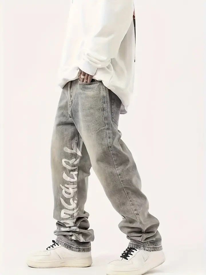 Japanese Brand × Vintage Long Jeans Graffiti Jeans Classic Straight Denim Wide-leg Size US 28 / EU 44 - 3 Thumbnail