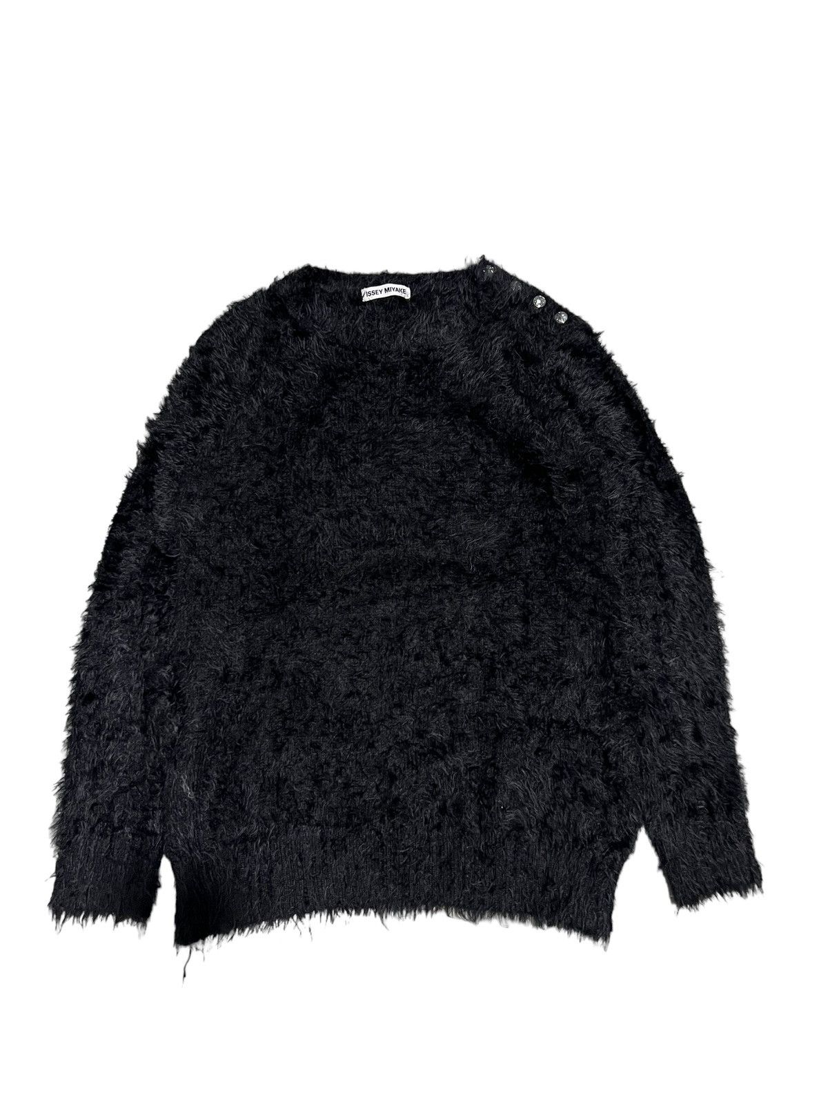 image of Issey Miyake Fuzzy Fur Sweater in Black, Men's (Size Medium)