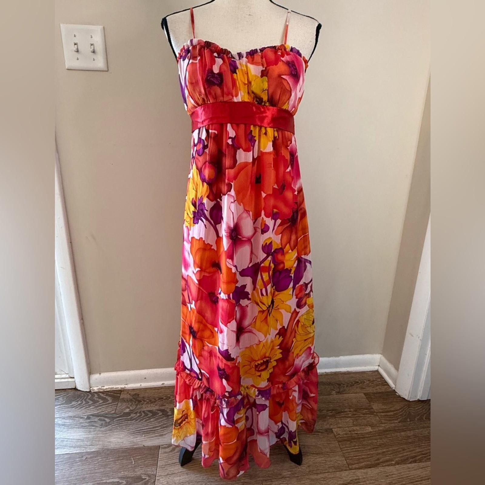 Alan Paine Alyn Paige New York floral maxi dress ruffle SZ 7/8 FLAW run Size M / US 6-8 / IT 42-44 - 1 Thumbnail