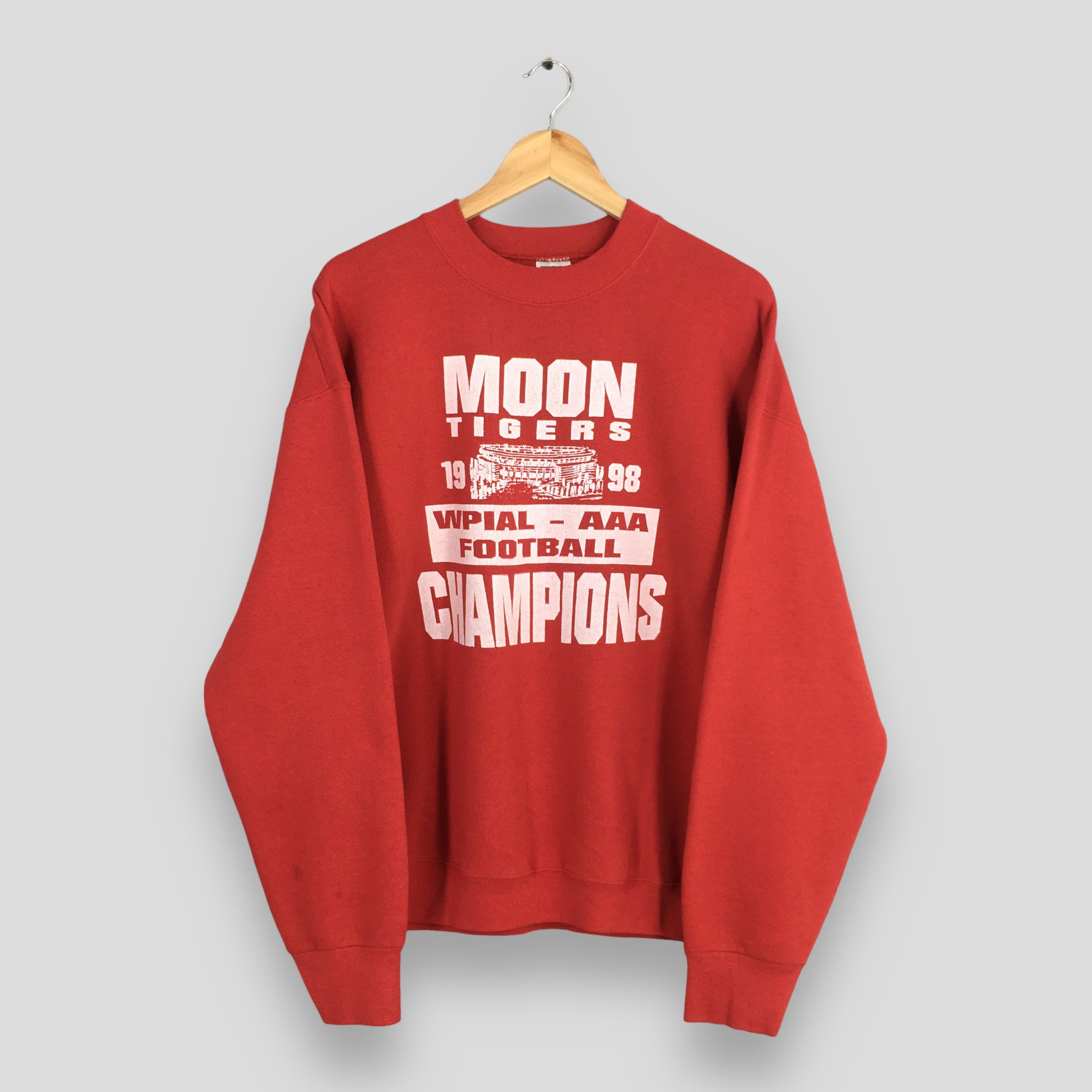 Fruit Of The Loom × Vintage Vintage Moon Tigers Football Red Sweatshirt Large Size US L / EU 52-54 / 3 - 1 Thumbnail