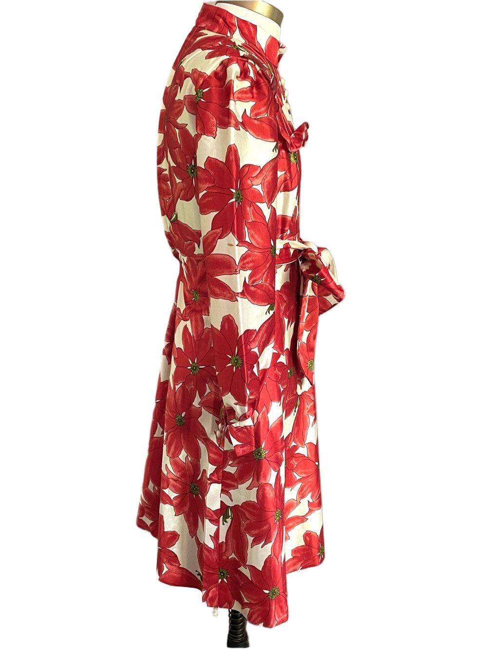 Vintage Vintage Poinsettia Floral Long Sleeve Midi Dress - XS 🎅🏼 Size XS / US 0-2 / IT 36-38 - 6 Thumbnail