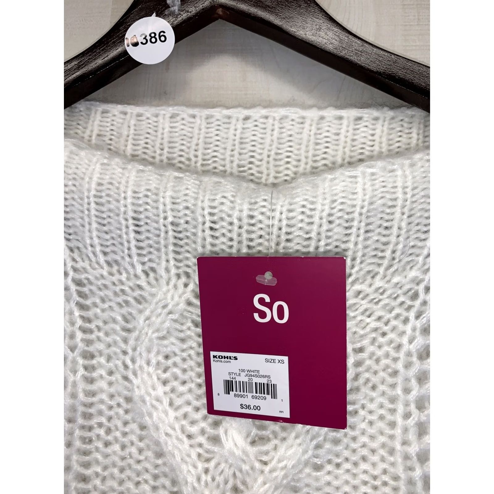 Vintage So Juniors Ivory White Cable Open Knit Boat Neck Sweater XS NWT-10386 Size XS / US 0-2 / IT 36-38 - 2 Thumbnail