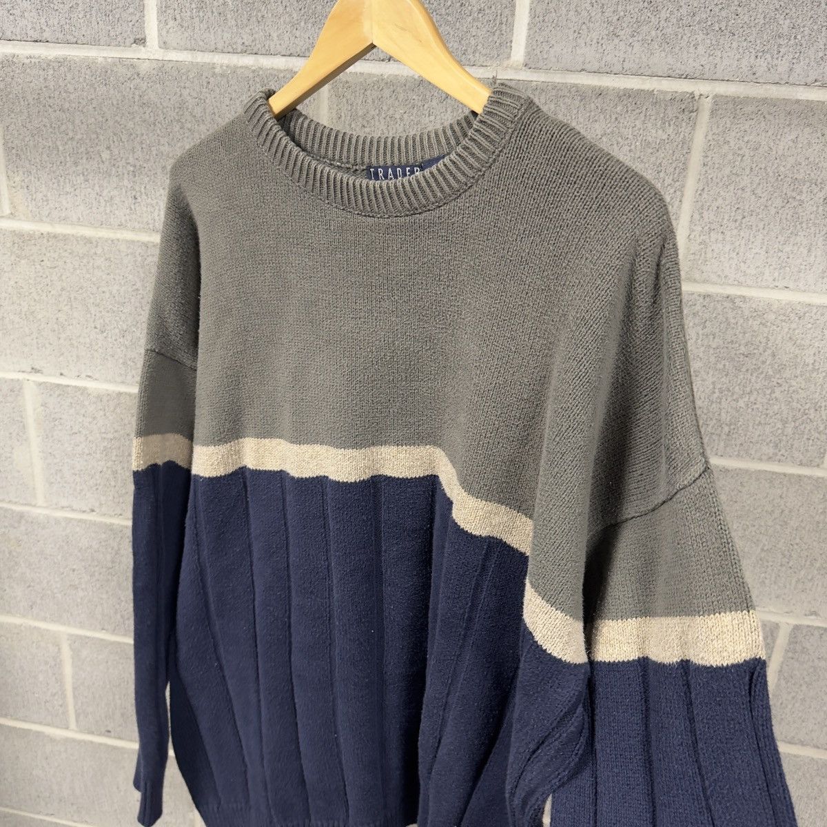 Vintage Vintage Blue Green Ribbed Cotton Sweater ERD Grunge Chrome Size US L / EU 52-54 / 3 - 2 Thumbnail