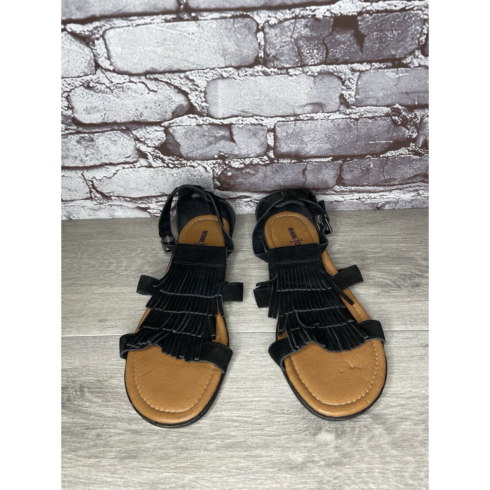 Minnetonka Minnetonka Maui 71302 Black Suede Leather Ankle Strap Flats Size US 10 / IT 40 - 10 Thumbnail
