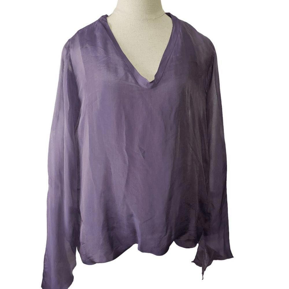 Designer CT1332 Tina Stephens 100% Silk Long Sleeve Blouse S Size S / US 4 / IT 40 - 4 Thumbnail