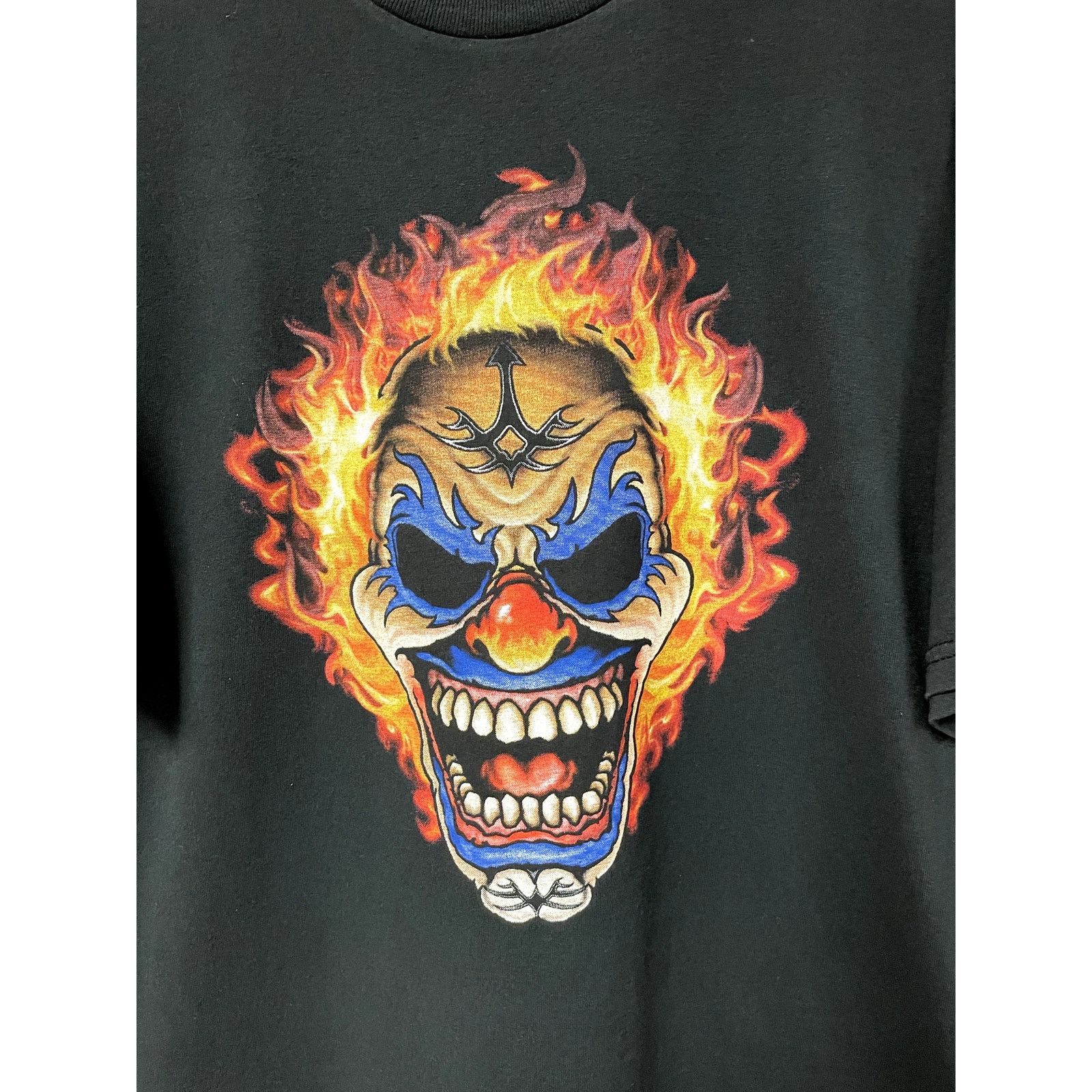 Vintage 2000s Flaming Clown Tee Size US XL / EU 56 / 4 - 2 Thumbnail
