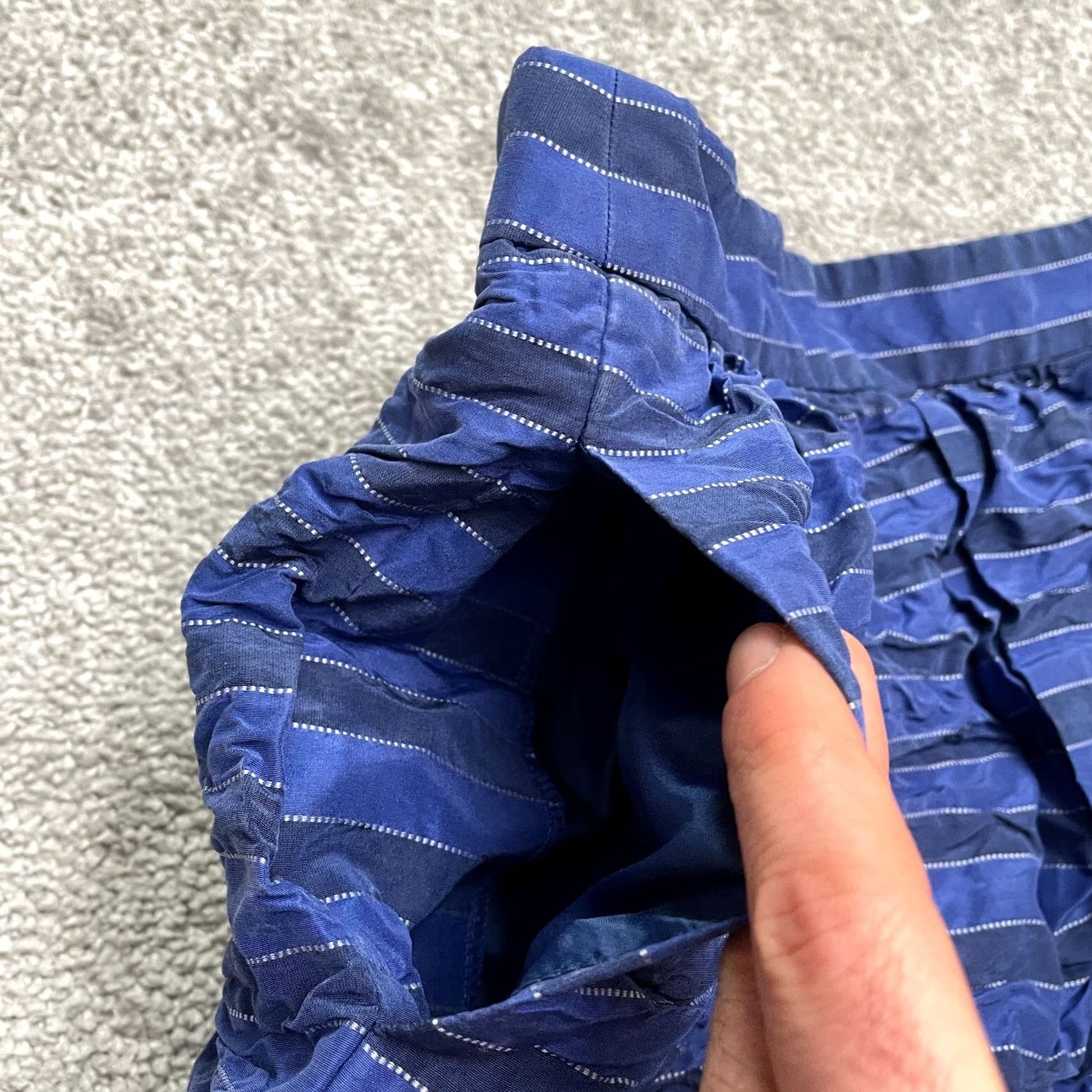 J.Crew J.CREW Blue Striped A-Line Skirt Womens 00 Knee Length Lined Pockets Silk Blend Size 24" / US 00 / IT 34 - 3 Thumbnail