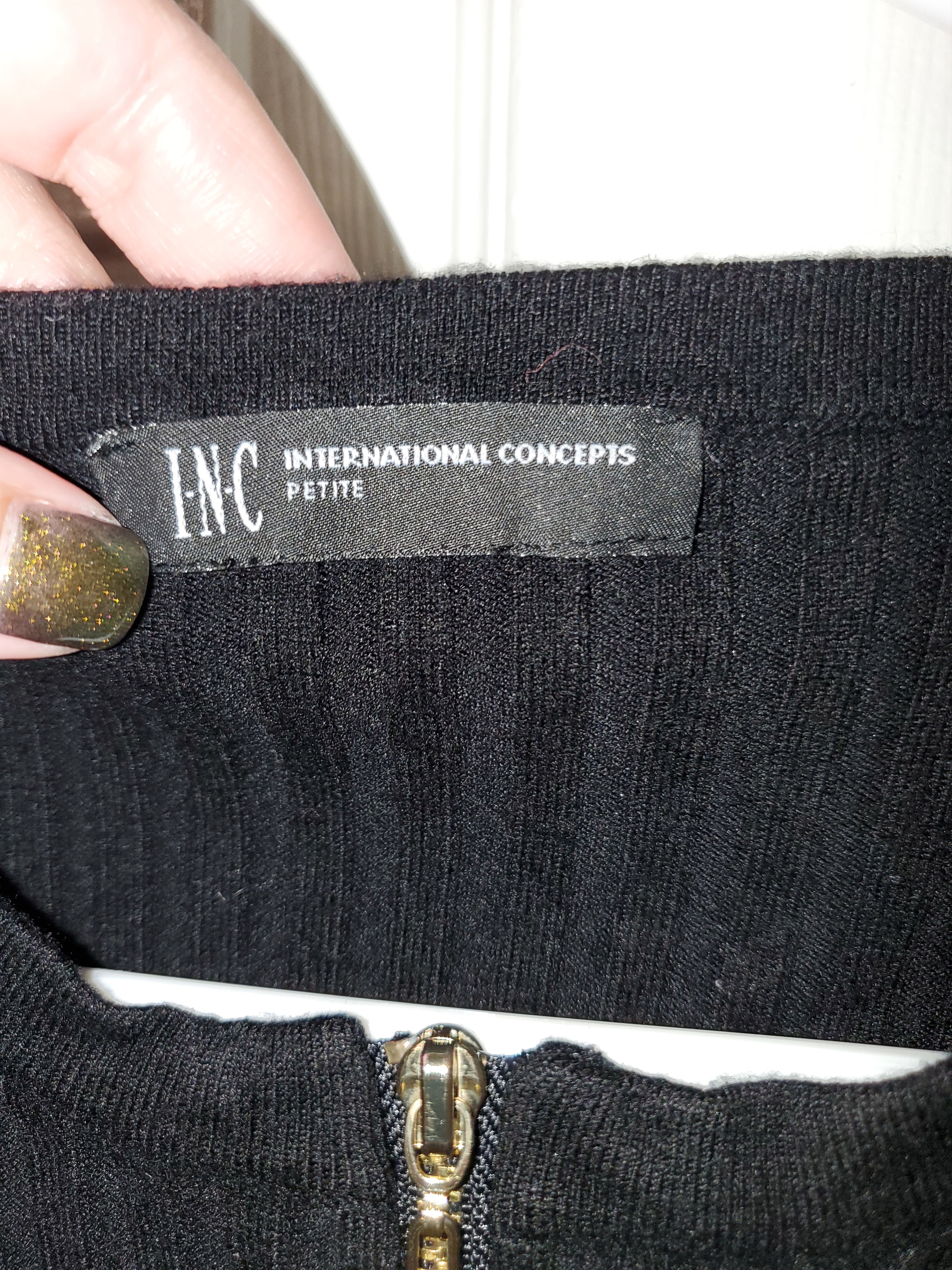 I.N.C INC Petite black ribbed stretch material sweater (xs/s) Size XS / US 0-2 / IT 36-38 - 3 Thumbnail