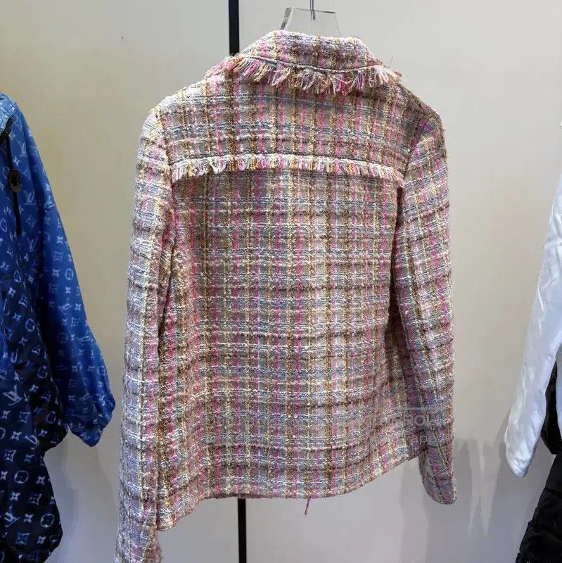 Miu Miu Miu Miu Pink Wool-Blend Plaid Short Cardigan . Size M / US 6-8 / IT 42-44 - 2 Thumbnail