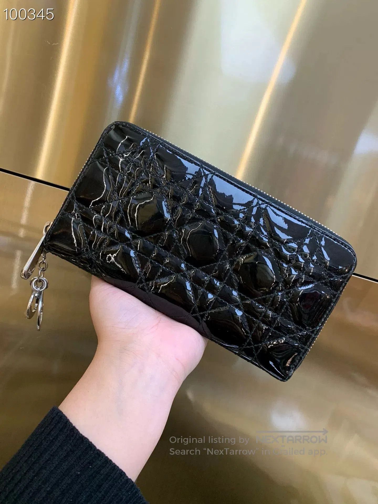 Dior DIOR Patent Leather Black Gold Wallet. Size ONE SIZE - 1 Thumbnail