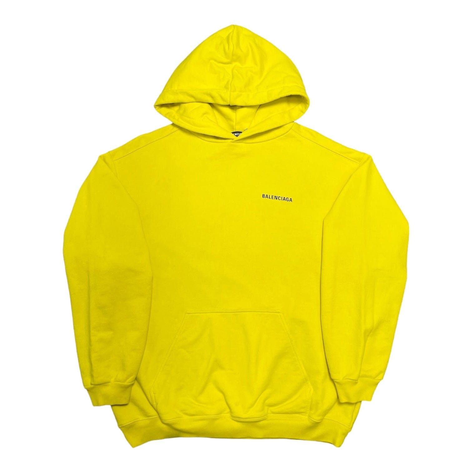Balenciaga Logo Hooded Sweatshirt Neon Yellow Size US XL / EU 56 / 4 - 1 Thumbnail