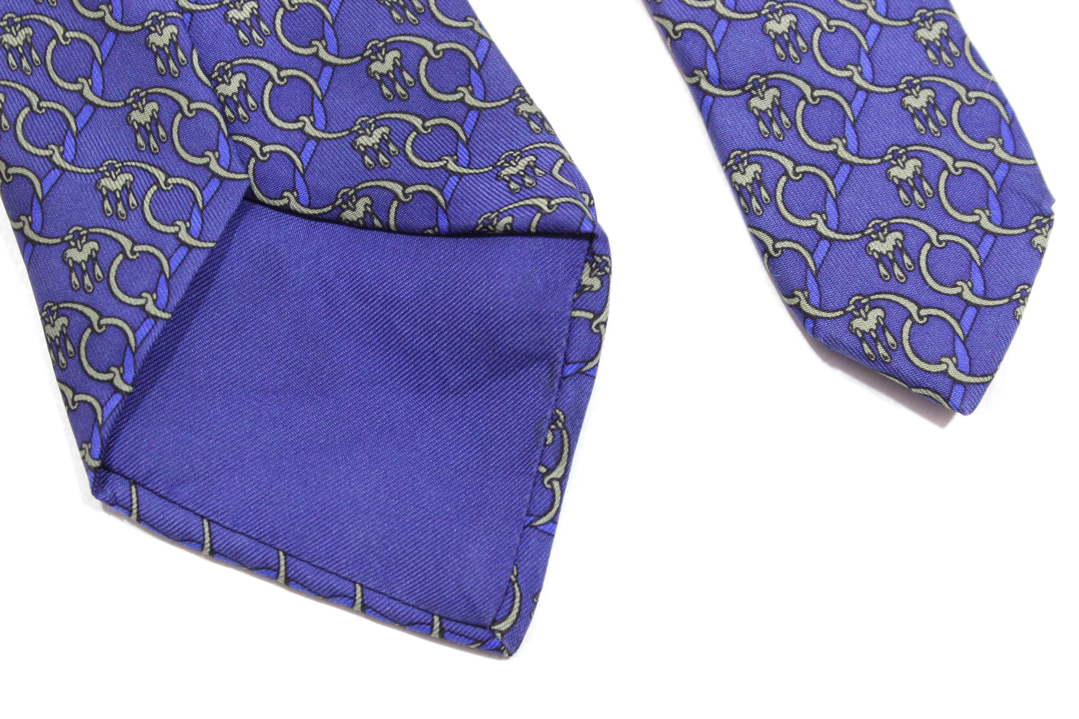 Hermes Chain Link Printed Silk Tie Vintage 7310 EA Size ONE SIZE - 4 Thumbnail