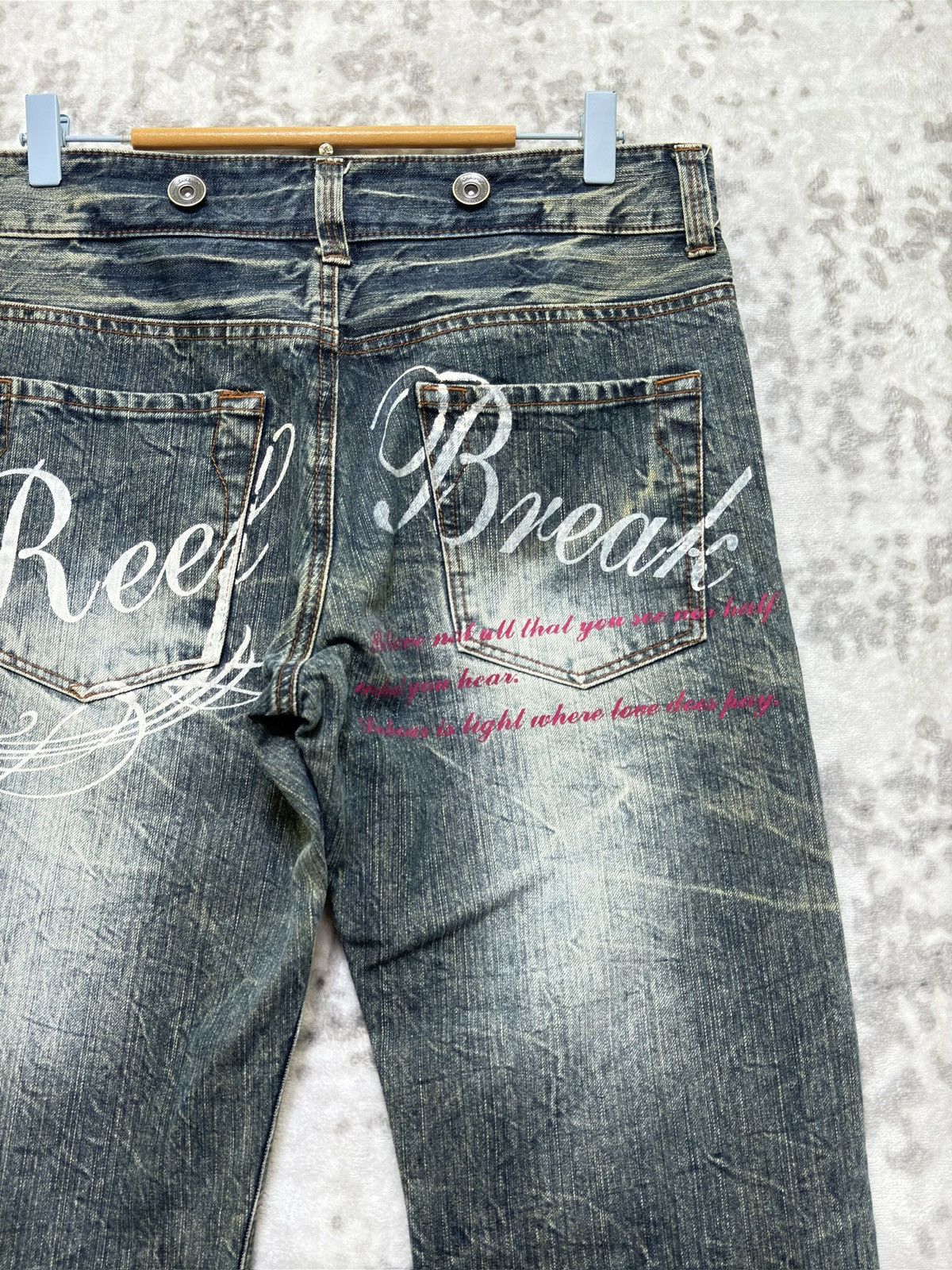 If Six Was Nine Japanese Whiskered & Claw Mark Graphic Poem Print Denim Size US 31 - 10 Thumbnail