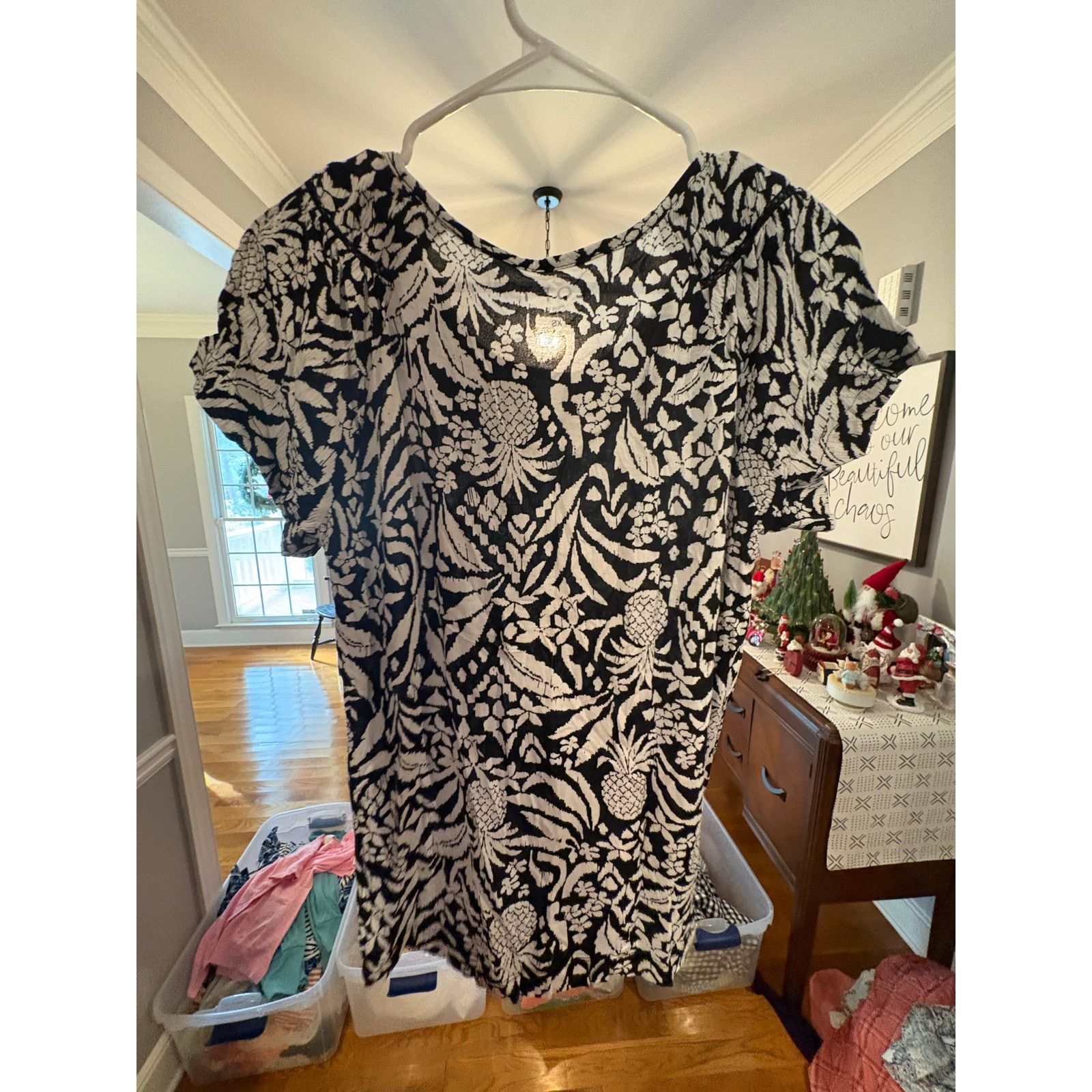 Loft LOFT XS Black White Floral Pineapple Print Blouse Size XS / US 0-2 / IT 36-38 - 4 Thumbnail