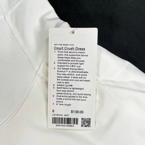 Lululemon NWT Lululemon Court Crush Tennis Dress Womens Size 6 White Size XS / US 0-2 / IT 36-38 - 3 Thumbnail