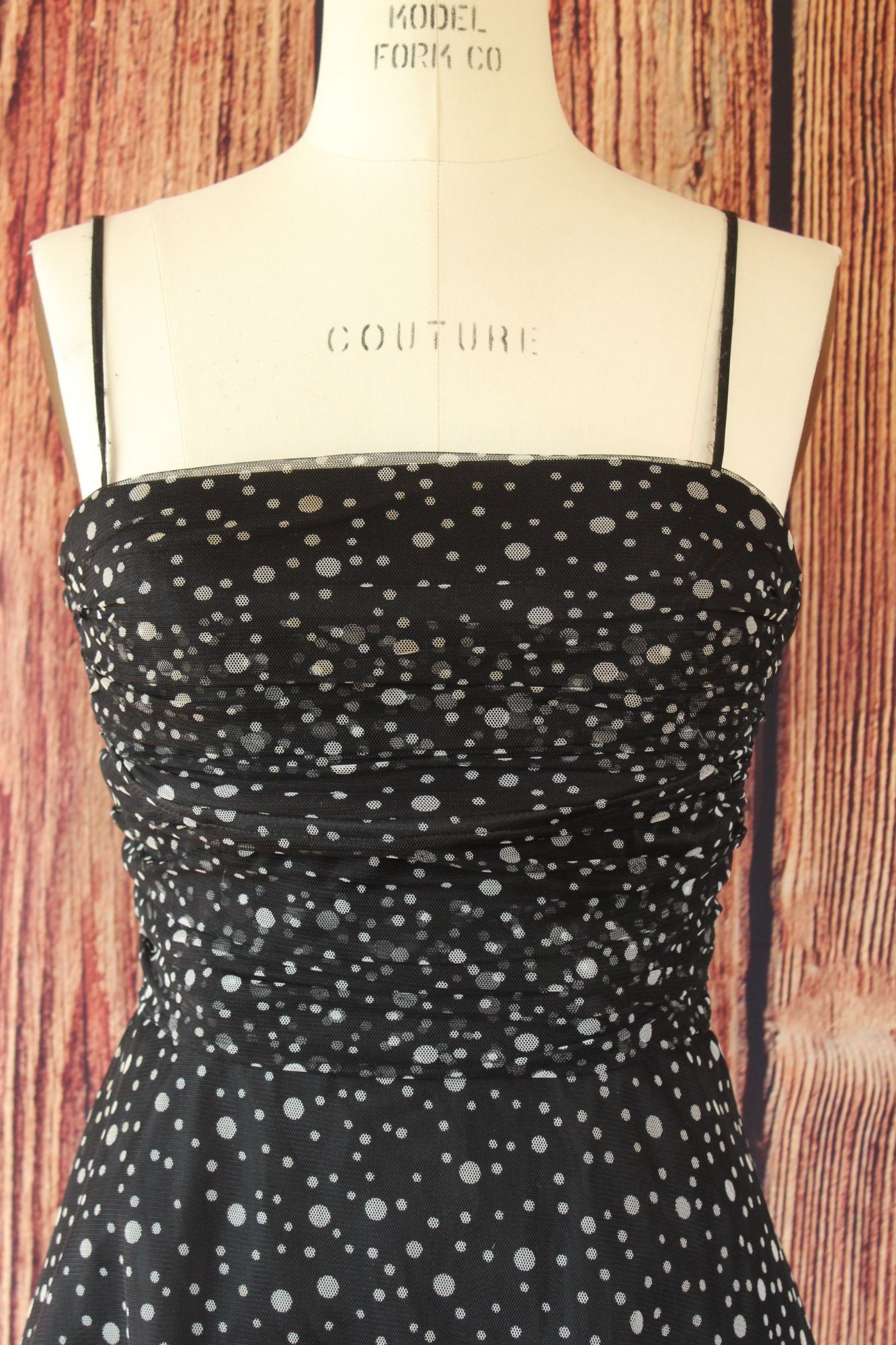 Other Jessica Howard Dress, Black with Gray Polkadots, Size 8, Fit Size M / US 6-8 / IT 42-44 - 3 Thumbnail