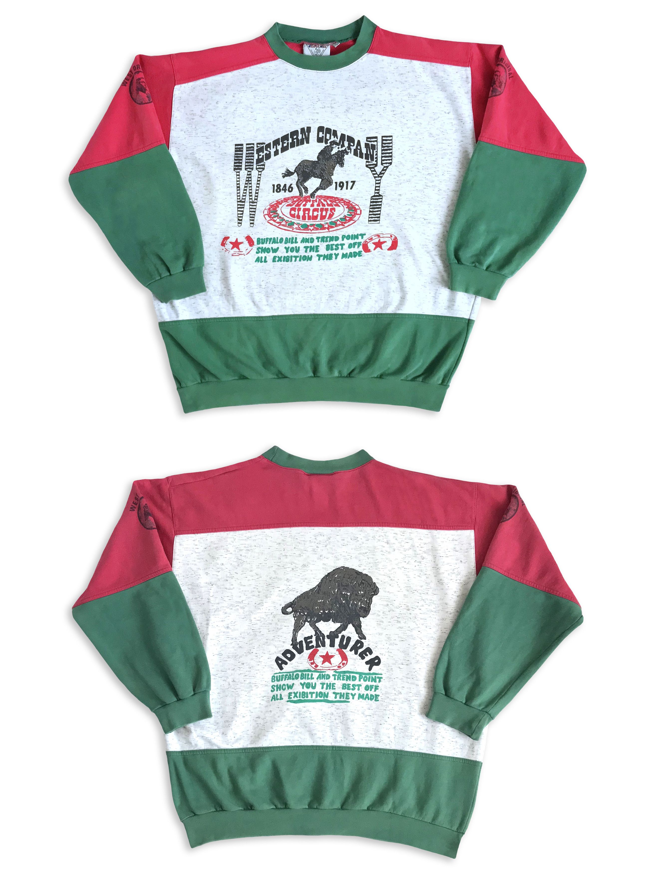 Vintage 80s 90s BUFFALO BILL Sweatshirt Western Cowboy Crewneck Boxy Size US XL / EU 56 / 4 - 1 Thumbnail