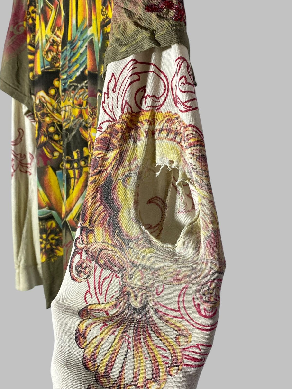 Christian Audigier 🔥 Y2K CHRISTIAN AUDIGIER LAYERED TATTOO DRAGON FLAME PRINT Size US XL / EU 56 / 4 - 15 Thumbnail
