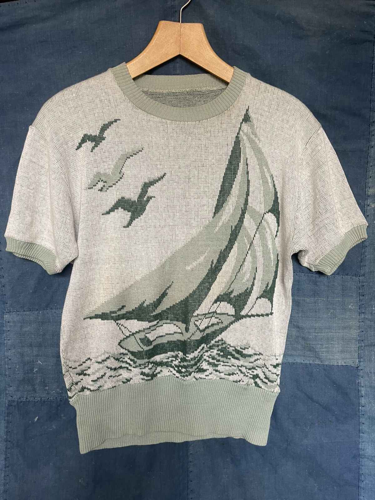 Vintage 1940s rare original summer knit t-shirt Size US M / EU 48-50 / 2 - 1 Thumbnail