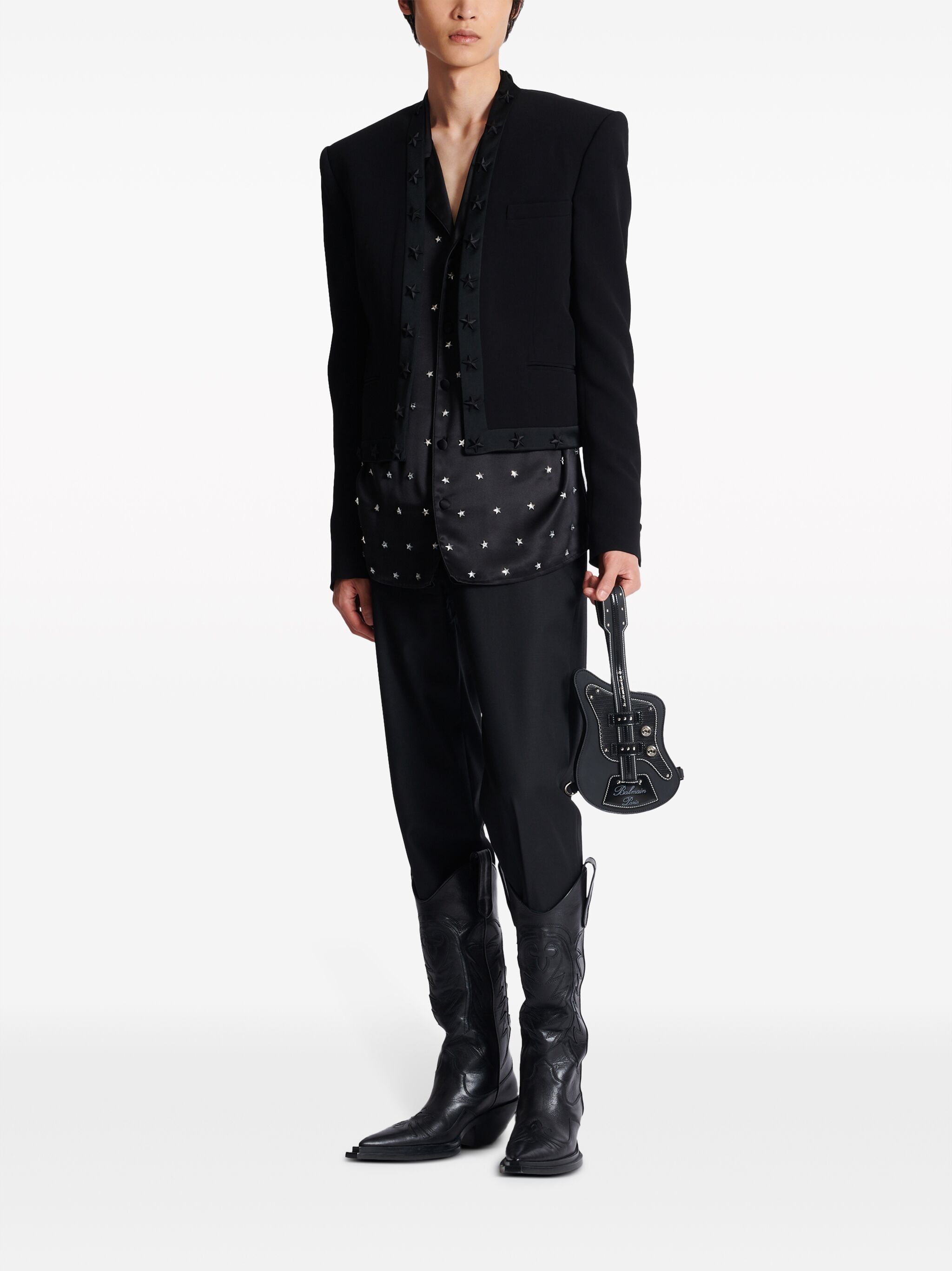 Balmain o1s1wg110125 Spencer Star-Embroidered Jacket in Black Size US S / EU 44-46 / 1 - 2 Thumbnail