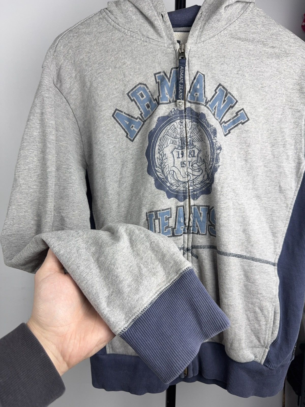 Giorgio Armani Luxury Armani Jeans AJ Faded Zip Hoodie Y2K Logo Sweatshirt Size US M / EU 48-50 / 2 - 7 Thumbnail