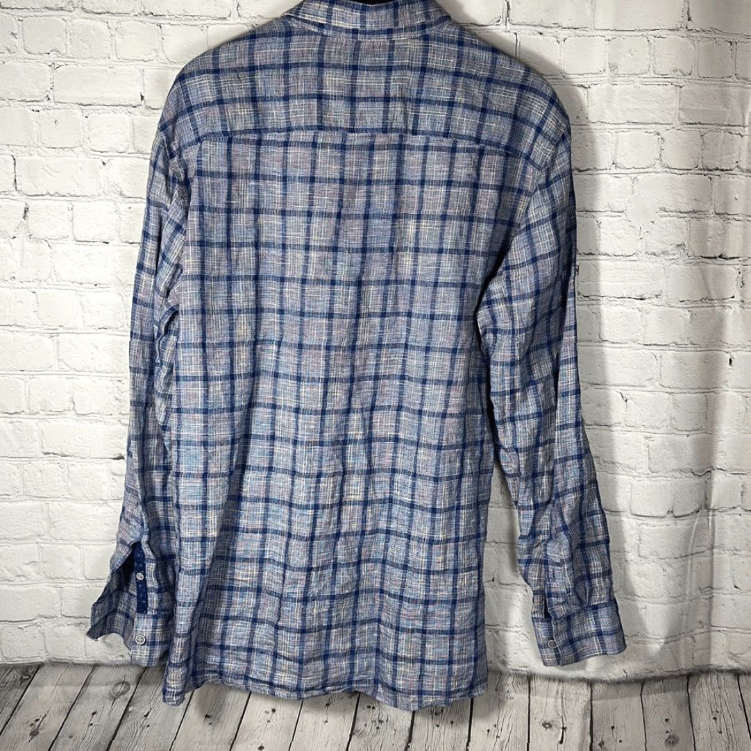 Johnston & Murphy Johnston & Murphy Plaid Button-Down Shirt L Large Blue Long Sleeve Men Size US L / EU 52-54 / 3 - 6 Thumbnail