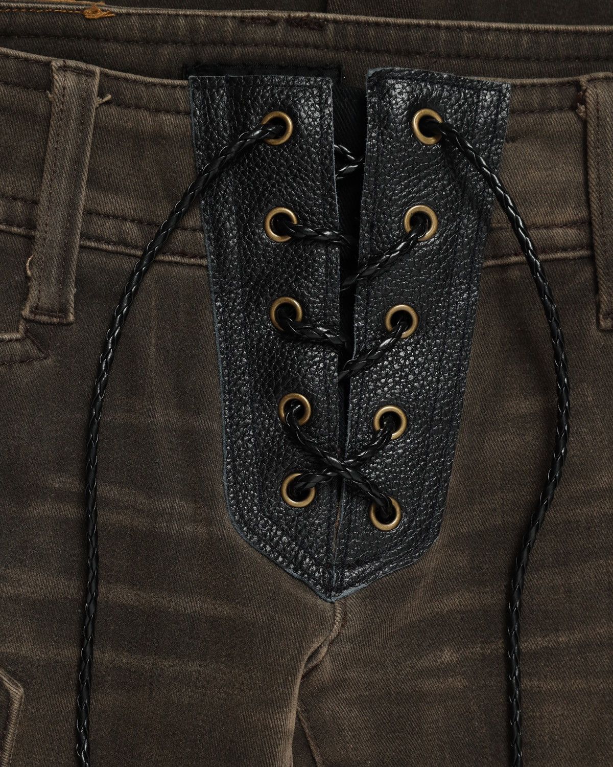 GOSTAR DE FUGA × Japanese Brand × Tornado Mart FRAGILE lace up flare jeans Size US 26 / EU 42 - 3 Thumbnail