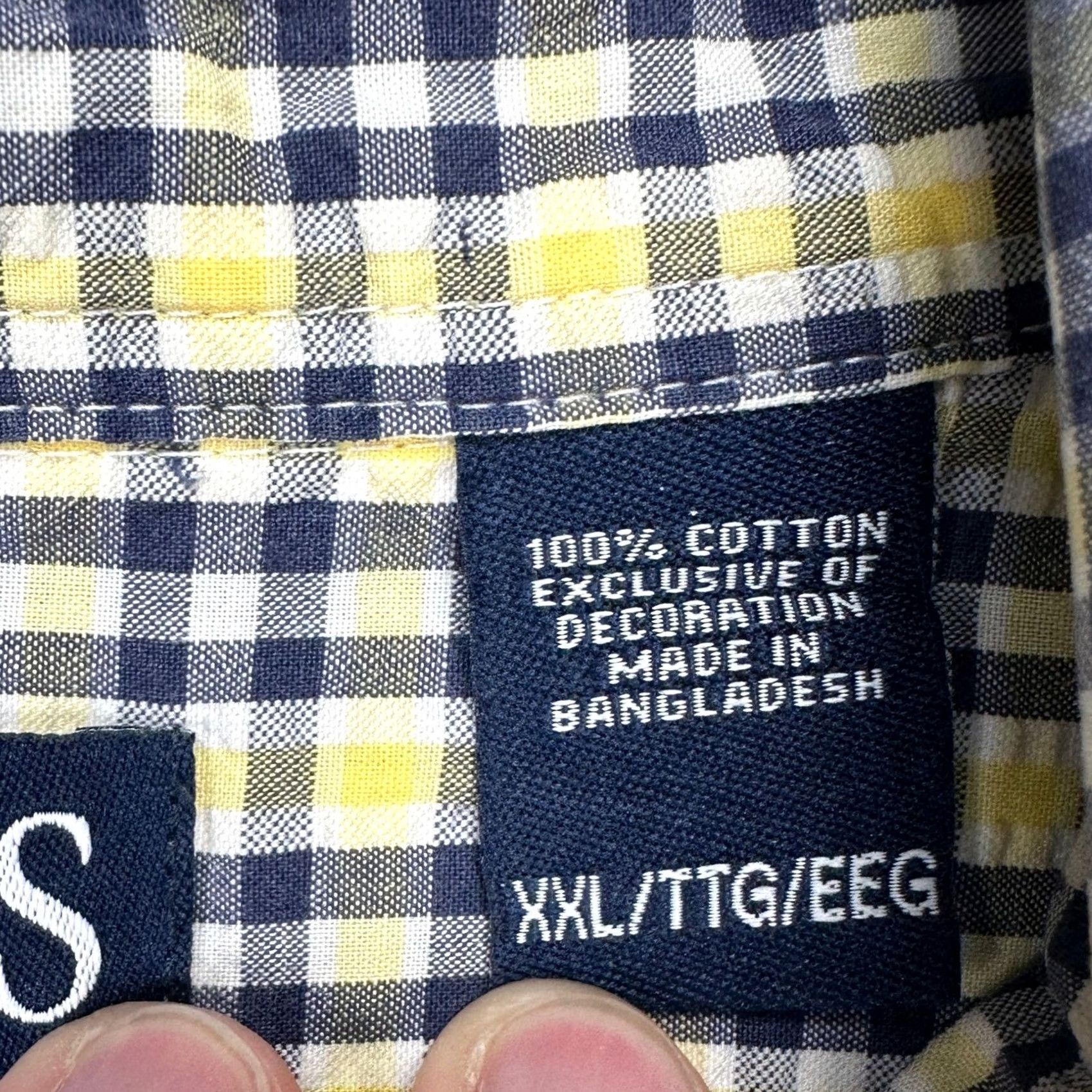 Chaps Chaps Button-Down Shirt 2XL Yellow Blue Plaid Seersucker Short Sleeve Pocket Mens Shirt Size US XXL / EU 58 / 5 - 5 Thumbnail