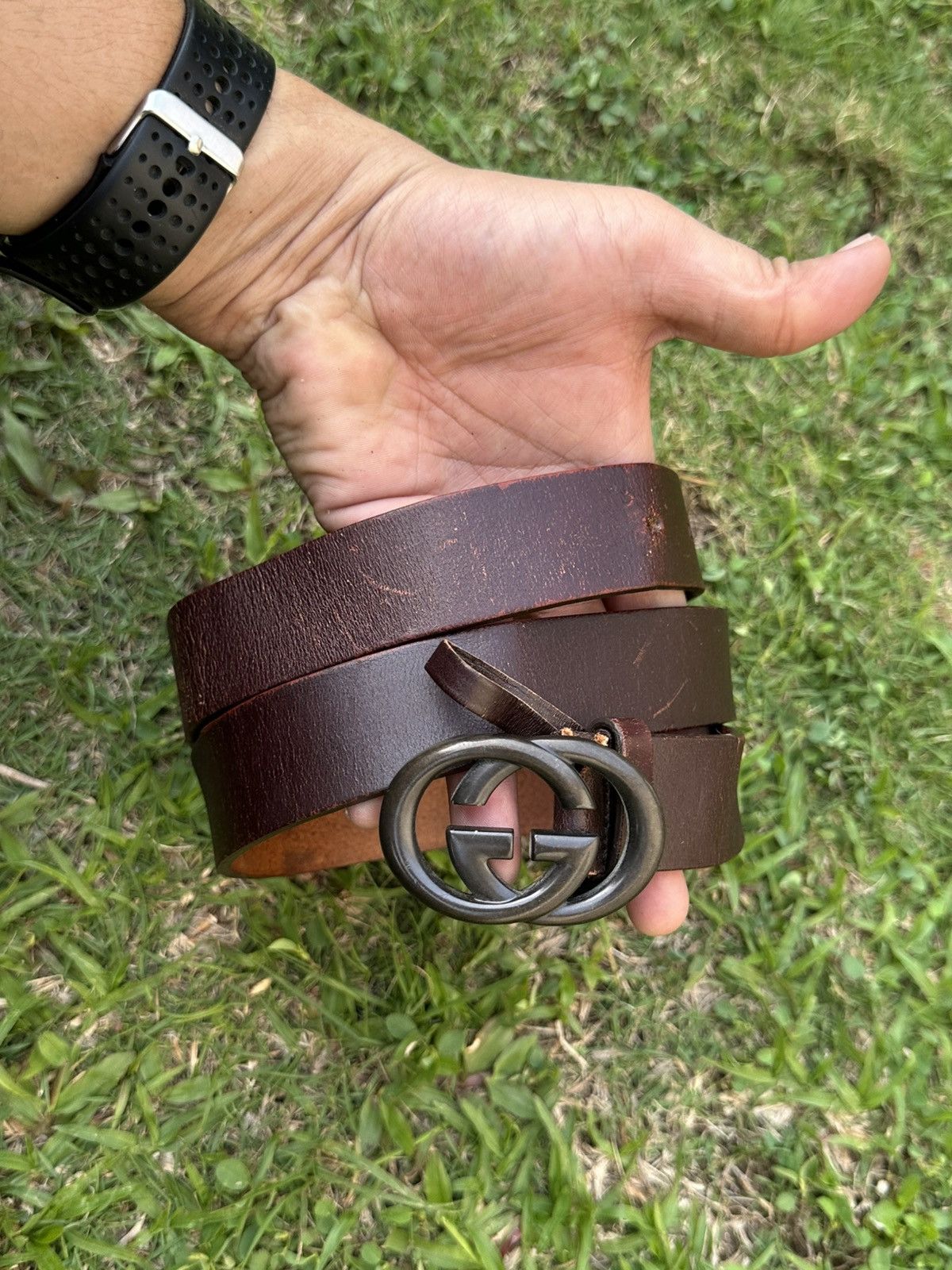 Gucci Vintage Gucci Silver Buckle Brown Leather Belt Size ONE SIZE - 3 Thumbnail