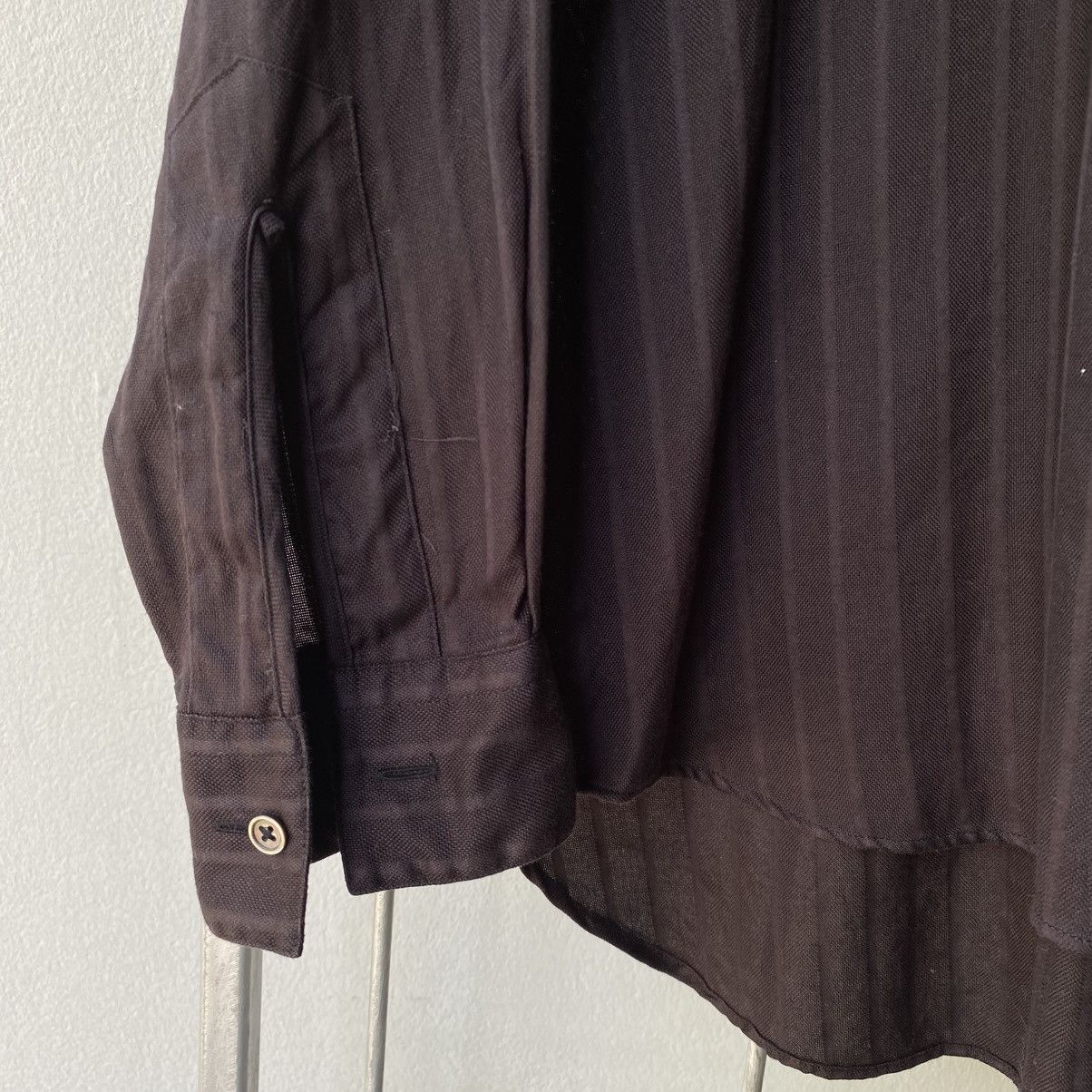 Paul Smith Paul Smith Dark Brown Half-Placket Pinstripe Shirt Size L / US 10 / IT 46 - 6 Thumbnail
